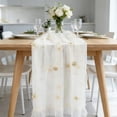 thumbnail image 5 of Pearl Table Runner, Tulle Beige Summer Cheesecloth 9FT Gauze Cheese Cloth Sheer Chiffon Dining Wedding Birthday Party Bridal Anniversary Holiday Centerpiece Table Decor, 5 of 6