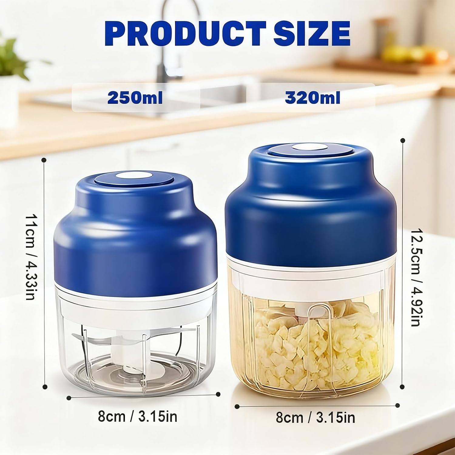 Electric Garlic Chopper，Portable Vegetable Chopper, Rechargeable, Food Processor, Suitable for Ginger, Chili Peppers, Fruits, and Meats