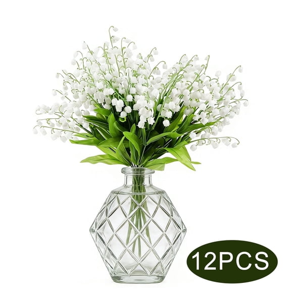 Artificial Lily of the Valley Stems - White Bell Flowers for Wedding Bouquets and Home Garden Decor,12 Pcs