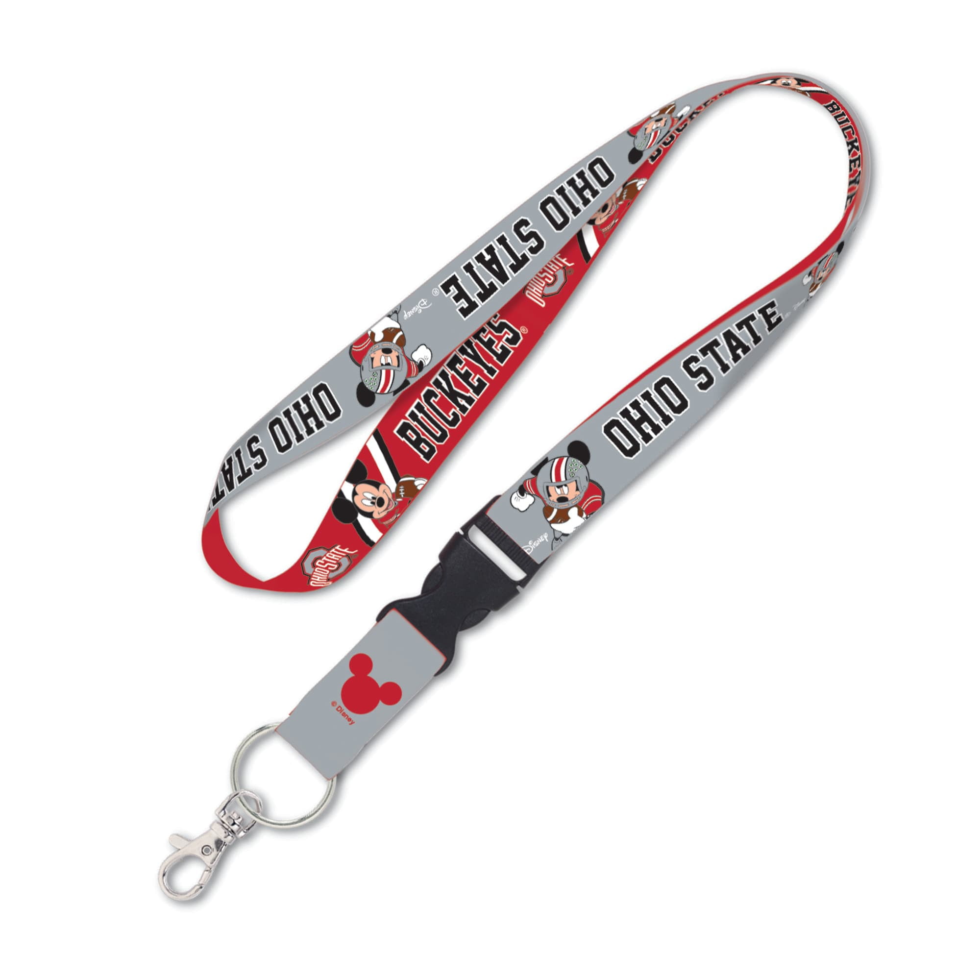 1 Red and Grey WinCraftt Ohio State Buckeyes Lanyard with Detachable Buckle 