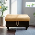 thumbnail image 3 of WRTEYEUI Ottoman Rectangular Storage Ottoman Bench, Flannel Footrest Stool Footstool with Lid for Living Room, Bedroom, Entryway, Champagne&Black, 35"x23.5"x17.5", 3 of 10