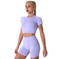 thumbnail image 6 of Women's Yoga Outfit Seamless Workout Set High Waist Exercise Short Pants with Sport Bra Tracksuit Gym Tracksuits, 3-Piece, 6 of 7