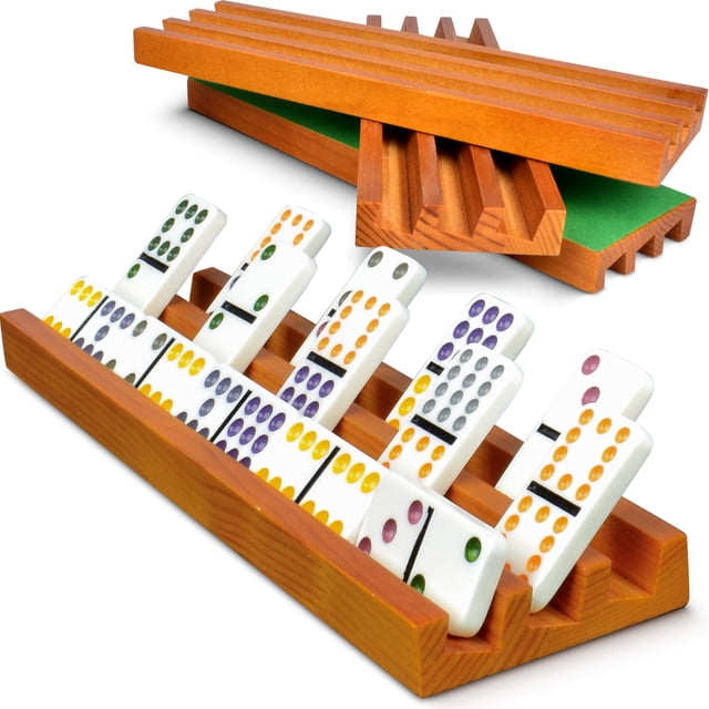 Juego de 4 estantes de madera Domino Holders Queensell para dominó