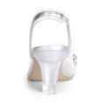 thumbnail image 3 of BLISSFUL STEP Women's Clear Slingback Flower Rhinestone Heel Sandals, 3 of 7