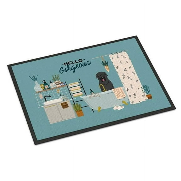 Carolines Treasures CK7448MAT 18 x 27 in. Black Russian Terrier in Bathtub Indoor or Outdoor Mat