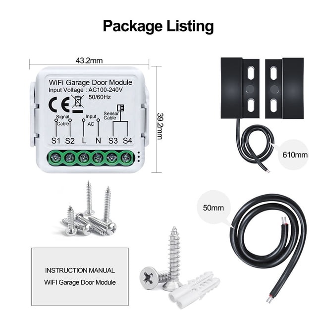 Ouvre-porte de Garage Contrôlé WiFi pour Smart Life et pour Utilisateurs d'Application Tuya