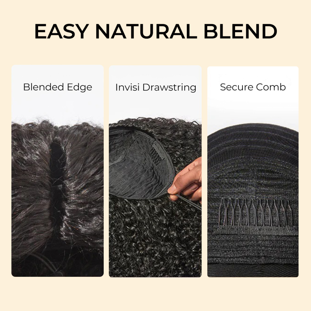 [Wequeen] Burmese Curly Half Wig Glueless Blending Fulani Braids Human Hair Natural Volume Seamless Blend Realistic Hairline Adjustable Fit 18 22 Inch