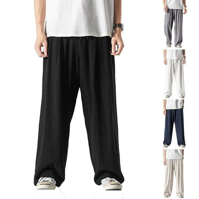 Mens Casual Baggy Pants Elastic Waist Loose Soft Trousers Mens Casual Baggy Pants Elastic Waist Loose Soft Trousers