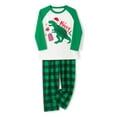 thumbnail image 3 of Family Matching Christmas Pajamas, Cartoon Dinosaur Print Long-Sleeved Tops + Elastic Waist Plaid Pattern Trousers, 3 of 7