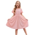 thumbnail image 7 of Arshiner Girl's Casual Dress Summer Scoop Neck Short Sleeve Flowy A-Line Dress, 7 of 7