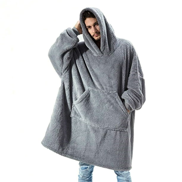 Blanket Hoodie, Winter Warm Wearable Oversized Fleece Hooded