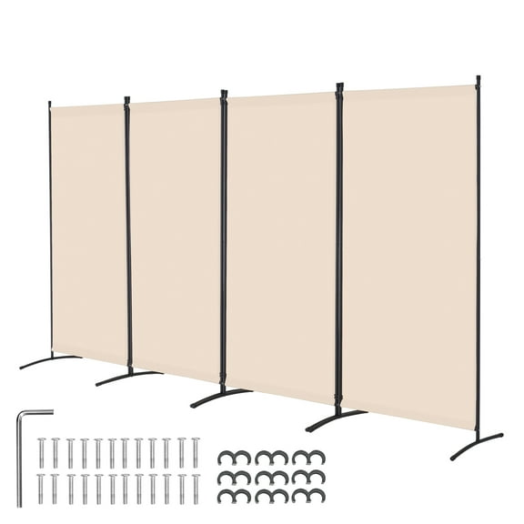 VEVOR Room Divider, 4 Panel Room Divider, Folding Privacy Screen and Portable Partition Divider for Room Separation, Freestanding Room Partitions for Office, Bedroom, Study, Beige