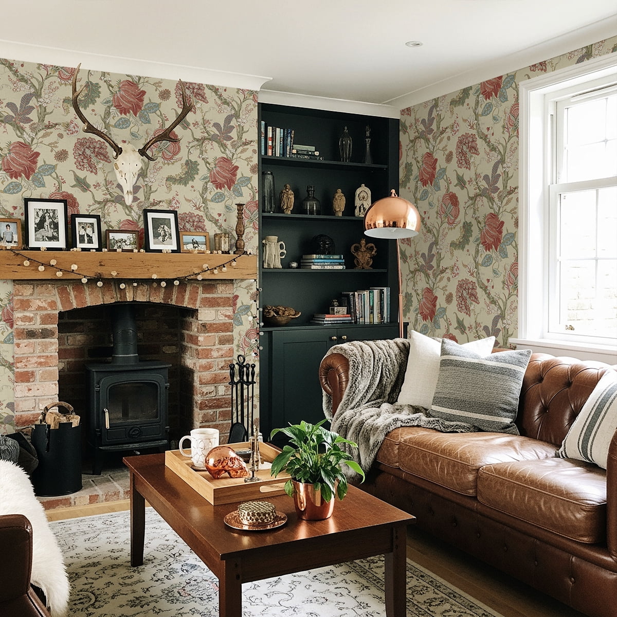 Harry & Grace Pine & Rosewood Jacobean Trail Premium Matte Non-Woven Peel and Stick Wallpaper - 20.5 in. W x 18 ft. L Roll