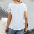 thumbnail image 5 of Womens Blouses Summer Fashion Casual V Neck Hollow Lace Chiffon Shirt Short Sleeved Shirt Top Going Out Tops for Women, 5 of 5