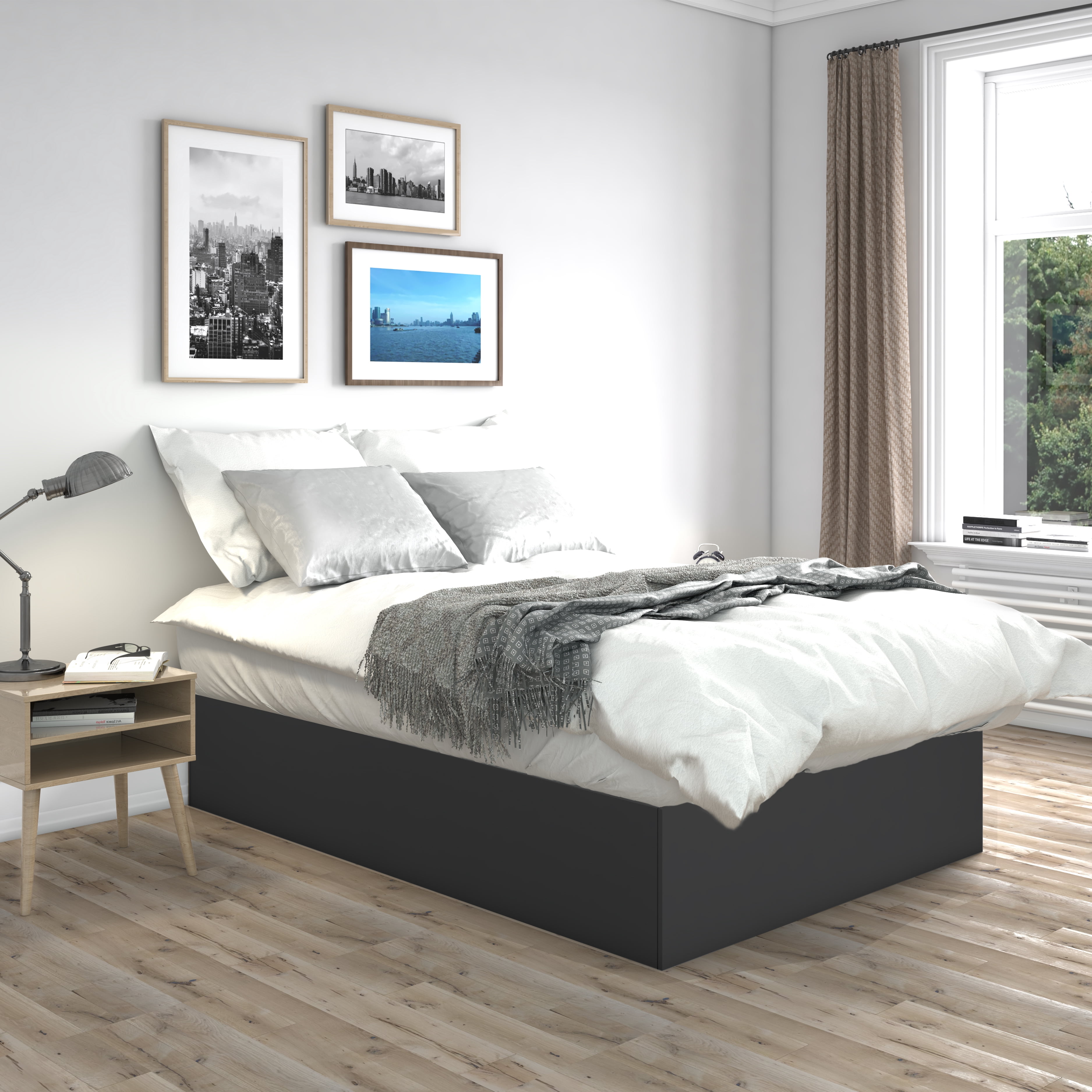 Premier Beckett King Black Modern Platform Bed Frame Base