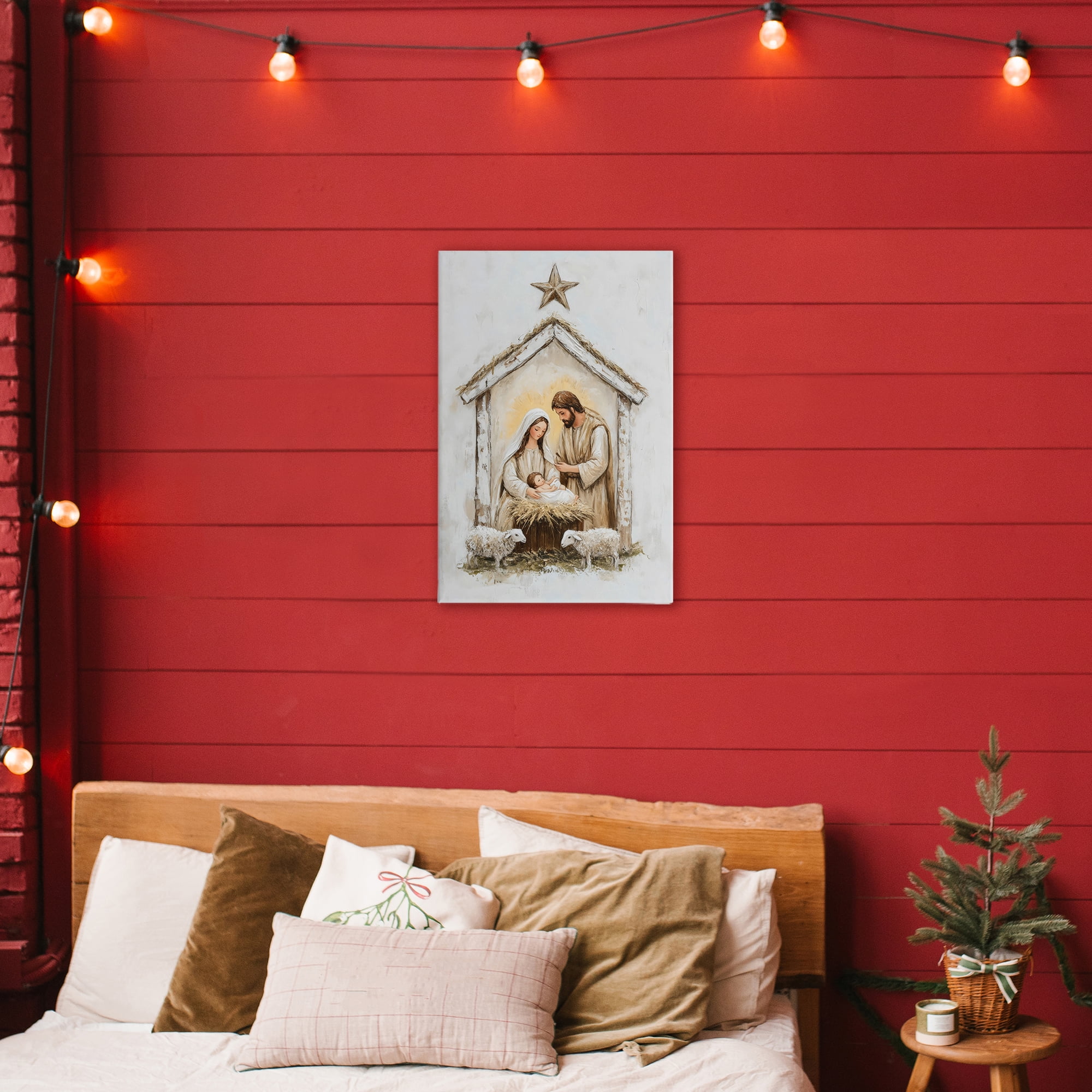 Little Lambs & Nativity Canvas Wall Art, design by Petal Prints Design