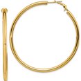 thumbnail image 1 of 14K Yellow Gold 3X50mm Polished Round Omega Back Hoop Earrings (57 X 57) Made In Peru pre925, 1 of 5