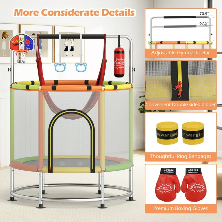 Gymax 6-in-1 Kids Trampoline Combo 55'' Toddler Play Activity