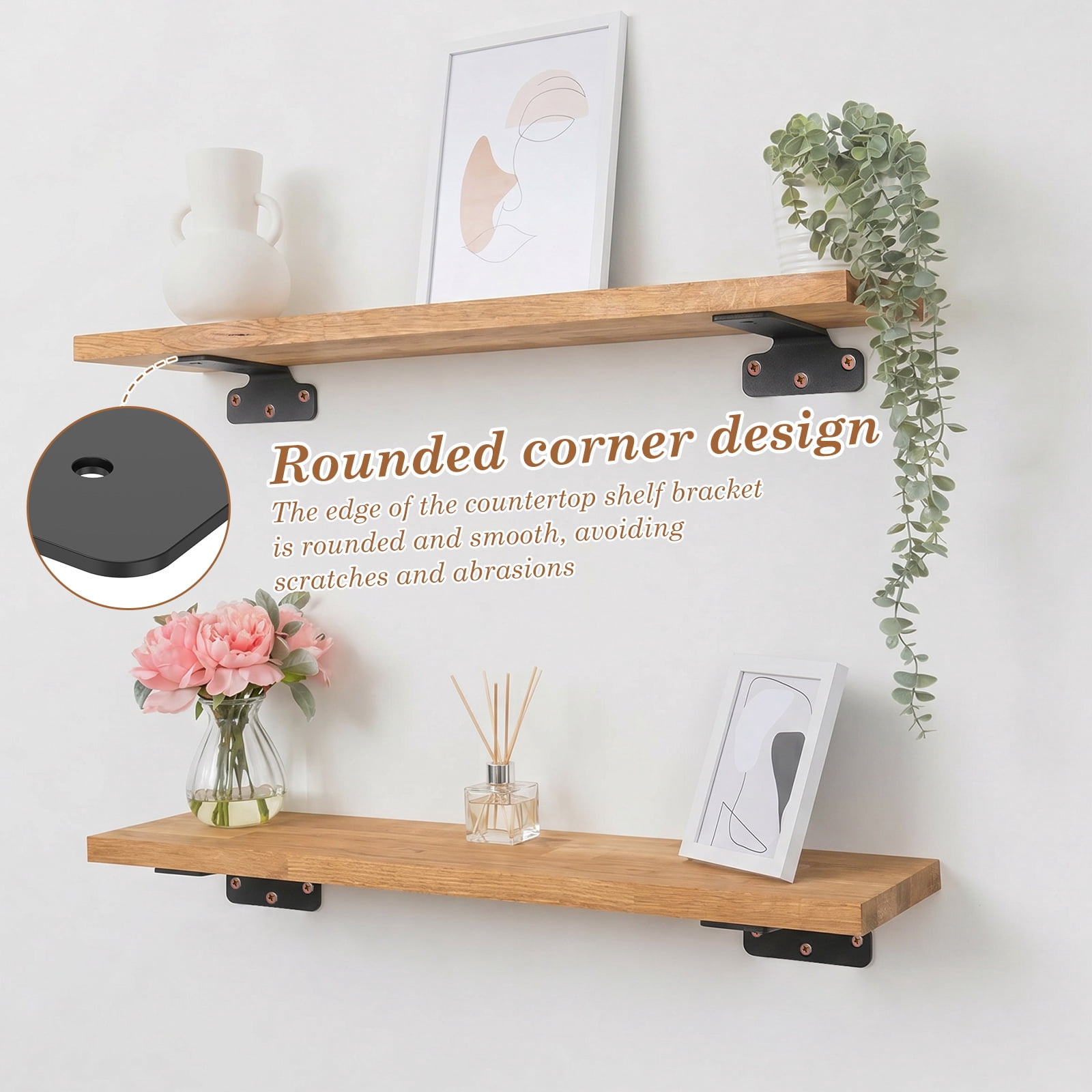 4 Pack Shelf Bracket 3.5" Long, Wall Mounted L Shape Floating Shelf Support Bracket with Screws 90° Steel Angle Brackets for Kitchen Living Room Garage Office