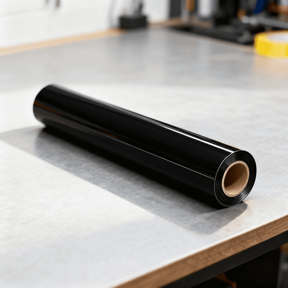 12x60 Inch High Gloss Black Vinyl Wrap Roll, Self-Adhesive Peel and Stick Film for Cabinet Refacing and Furniture Decoration