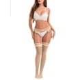 thumbnail image 2 of INSPIRE CHIC Women's Hollow Floral Lace Adjustable Lightweight Garter Belts with Four Clips Stockings Suspender M Beige, 2 of 5