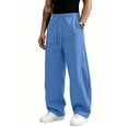 thumbnail image 3 of FGVCTG Men's Baggy Sweatpants, Solid Color Elastic Drawstring Wide Leg Jogging Pants with Pockets, Open Bottom Casual Sweat Pants for Everyday Wear Sky Blue S, 3 of 7