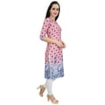 thumbnail image 2 of Bimba Women's Printed Tunic Peach Georgette Kurti Kurta Indian Long Blouse-12, 2 of 9