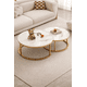 thumbnail image 1 of Mesa De Centro Doble Redonda Blanca Diseño Moderno Dorado, 1 of 4