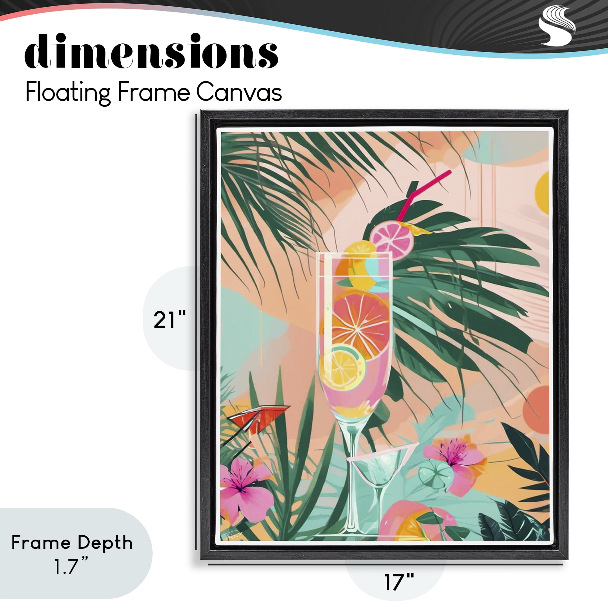 Stupell Industries Jungle Lemonade Cocktail Black Framed Floater Canvas Wall Art, design by Tabz Jones