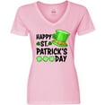thumbnail image 3 of Inktastic Happy St. Patrick's Day Green Hat and Clovers Women's V-Neck T-Shirt, 3 of 5
