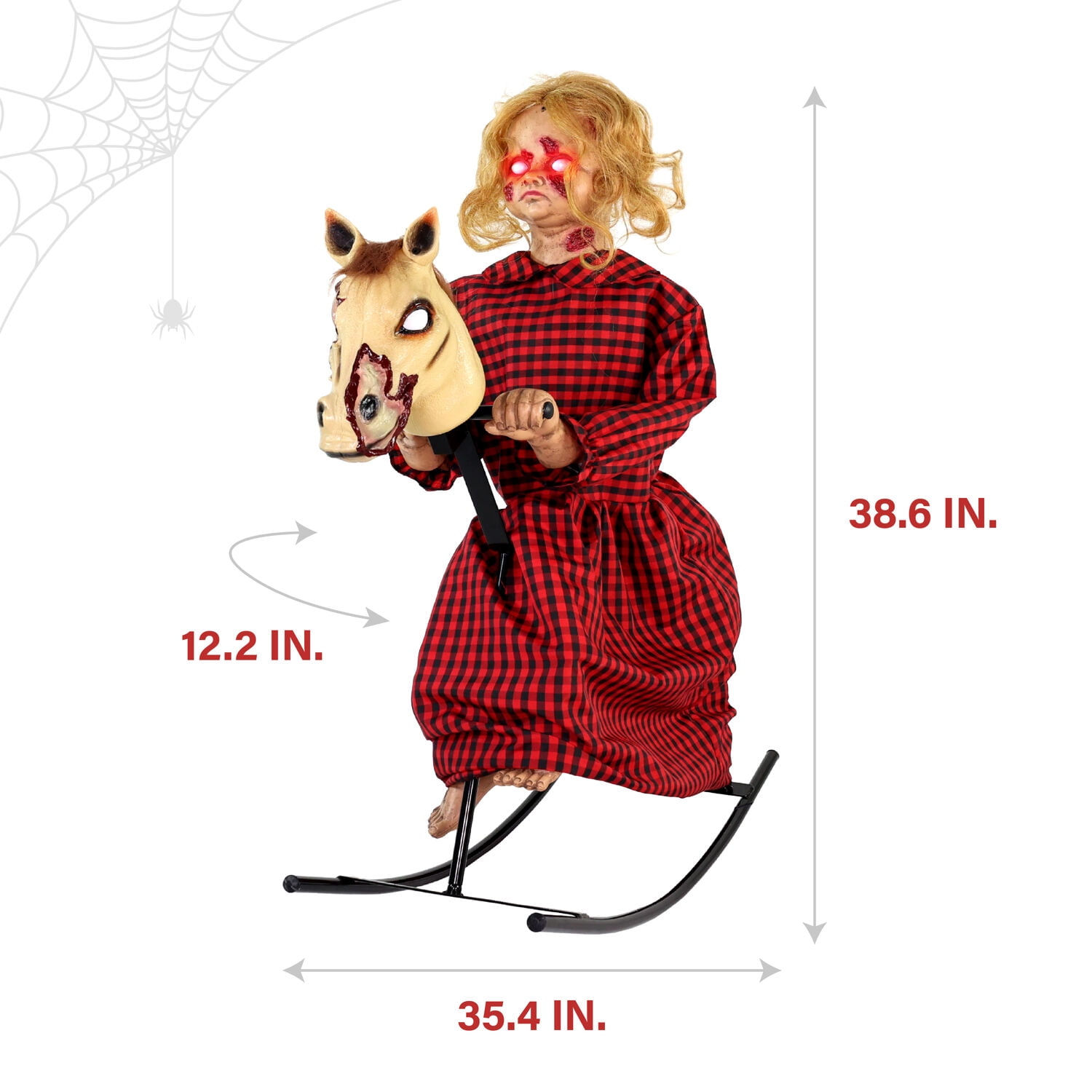 Haunted Hill Farm Animatronic Rocking Horse Girl, Indoor / Covered Outdoor, 3.2-Ft.