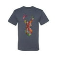 thumbnail image 2 of Trippy Colorful Buck Head Rainbow Hunting Deer Mosaic Animal Lover Men's Graphic T-Shirt, Vintage Heather Blue, 2XL, 2 of 3