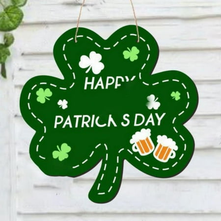 

St. Patrick s Day Decorations St. Patrick s Day Wooden Welcome Pendant St. Patrick s DayPendant Durable Clover St. Patrick s Day Wreath - 9.8Inches x 9.8Inches