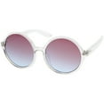 thumbnail image 3 of zeroUV Female Retro Clear Frame Gradient Flat Lens Oversize Round Sunglasses (Clear / Purple-Blue) - 54mm, 3 of 5