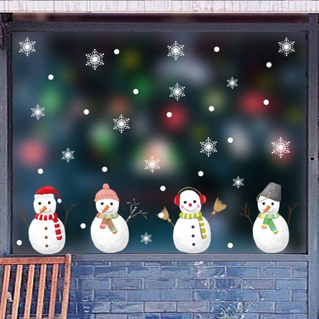 Pegatinas de copos de nieve para decoración del hogar, calcomanías de Navidad para puerta y ventana, simples y contemporáneas, Muraux