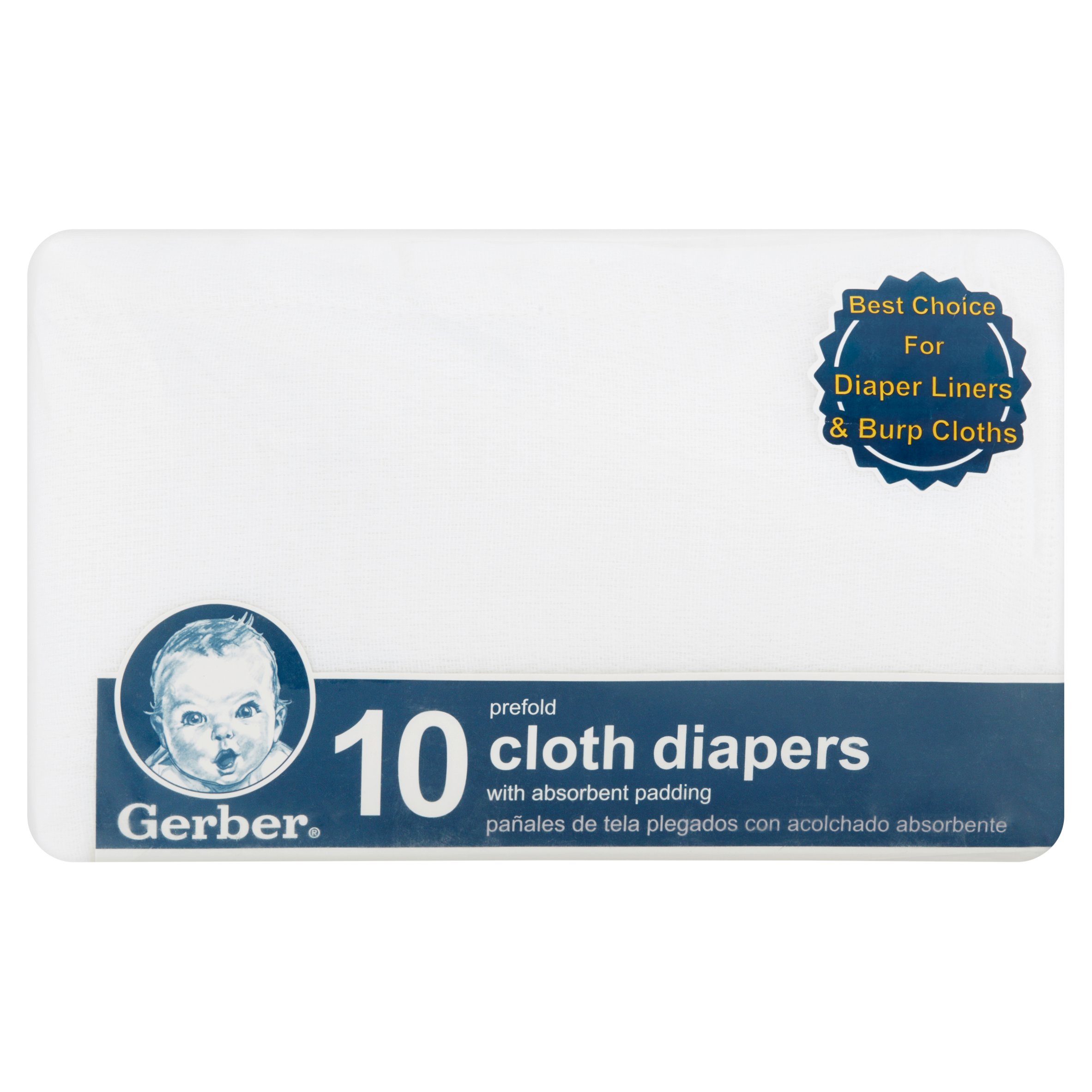 Gerber 100% Cotton Prefold Cloth Baby Diaper, White 10 Pack - image 4 of 8