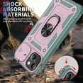 thumbnail image 3 of Allytech iPhone 13 Mini 2021 Case with Glass Screen Protector, 3-Layer Hybrid Shockproof 360° Rotating Magnetic Ring Holder Kickstand Slide Lens Protective Inner Card Holder Case,Pink + Grayish Green, 3 of 8