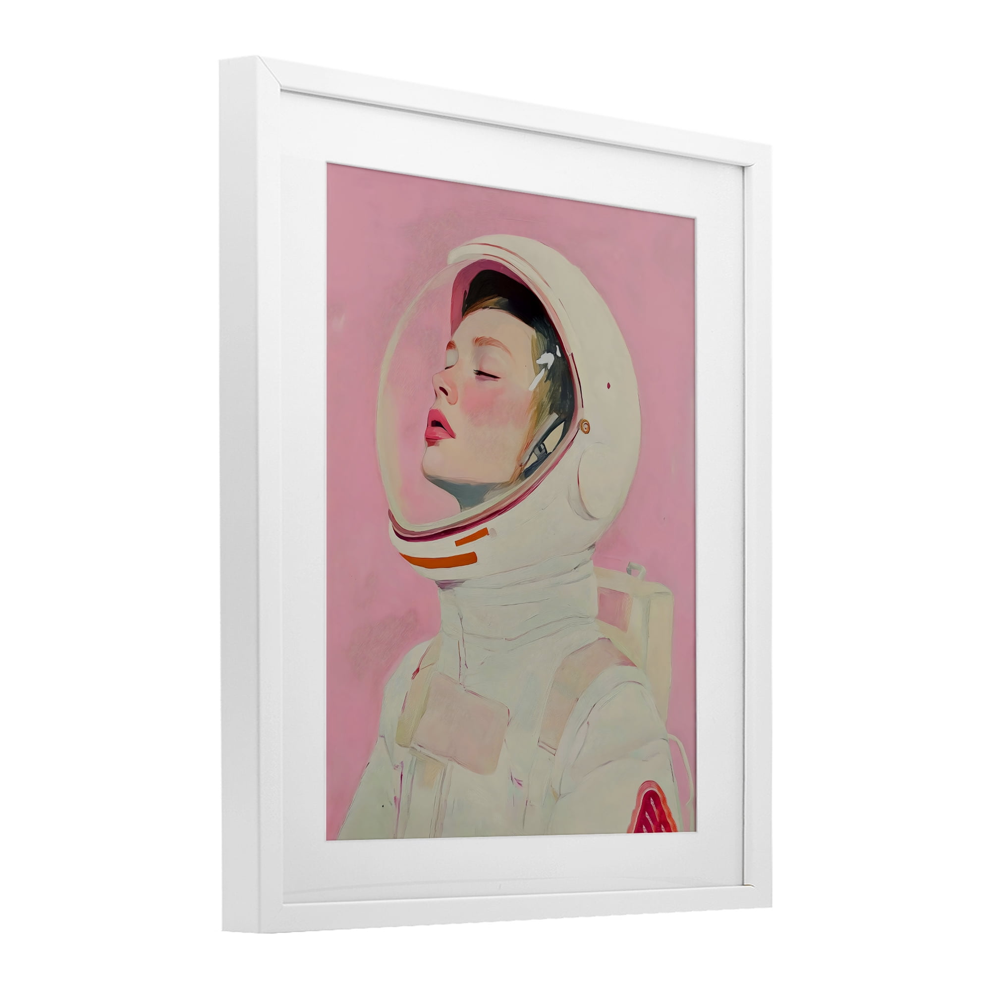 Stupell Industries Pink Astronaut Girl White Framed Print Under Glass, design by The Prints Vibe