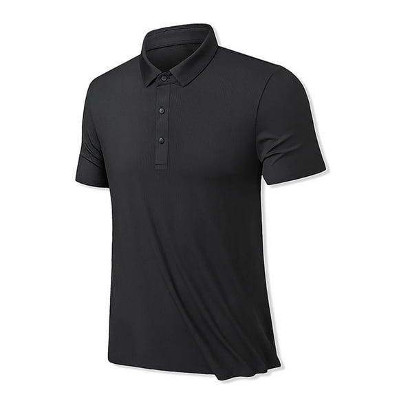 Weiqiqre Chemise/T-shirt pour Homme d'Été à Col à Revers Uni à Boutons, Quotidien Décontracté Extérieur, T-Shirt Tendance, Haut Décontracté Confortable Polyvalent pour l'Été