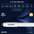 thumbnail image 4 of Luxrite 4FT T5 LED Tube Lights, 24W=54W, 4CCT 3500K-6500K, 45.79", Ballast Bypass, 3200LM 4 Pack, 4 of 7