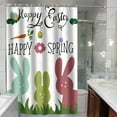 thumbnail image 4 of hengsof Spring Easter Shower Curtain for Bathroom Happy Easter Bunny Green Eucalyptus Shower Curtains Colorful Eggs Rabbits Decor Waterproof Fabric Bath Curtain Accessories, 4 of 6