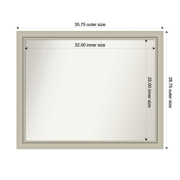 Amanti Art Custom Wall and Bathroom Mirror (28.75 x 35.75 in.), Romano Silver Narrow Frame