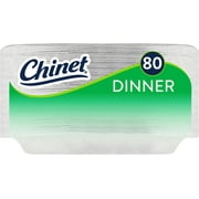 Chinet Classic Premium Disposable Paper Dinner Plates, White, 10 3/8, 80 Count