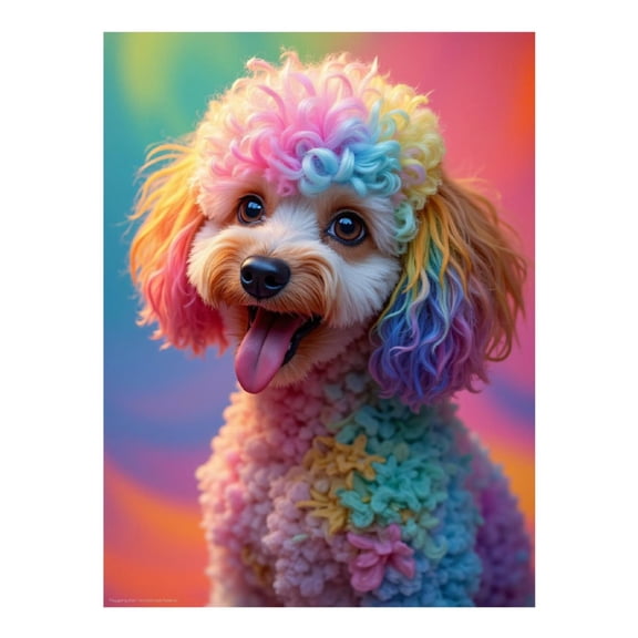 Diamond Art Kits for Adults, Rainbow Curly Haired Dog Portrait 5D Diamond Painting Kits for Adults Beginners, DIY Full Drill Diamond Painting, Gem Art and Crafts 12x16