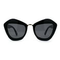 thumbnail image 2 of Womens Angry Eyebrow Line Exposed Lens Cat Eye Sunglasses All Black, 2 of 4