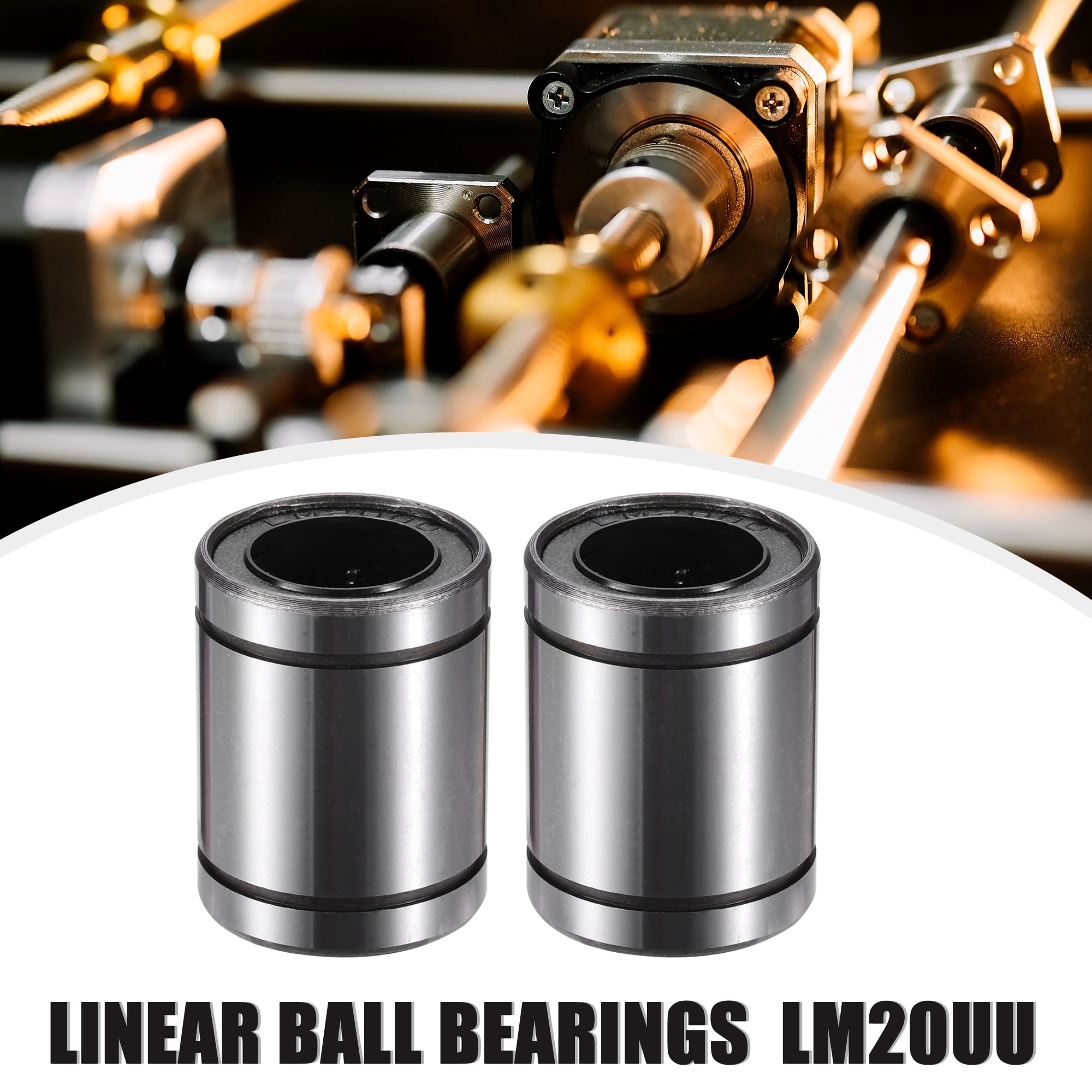Unique Bargains 4 Pcs LM20UU 20mm IDx32mm ODx42mm Length Linear Ball Bearings Silver Tone
