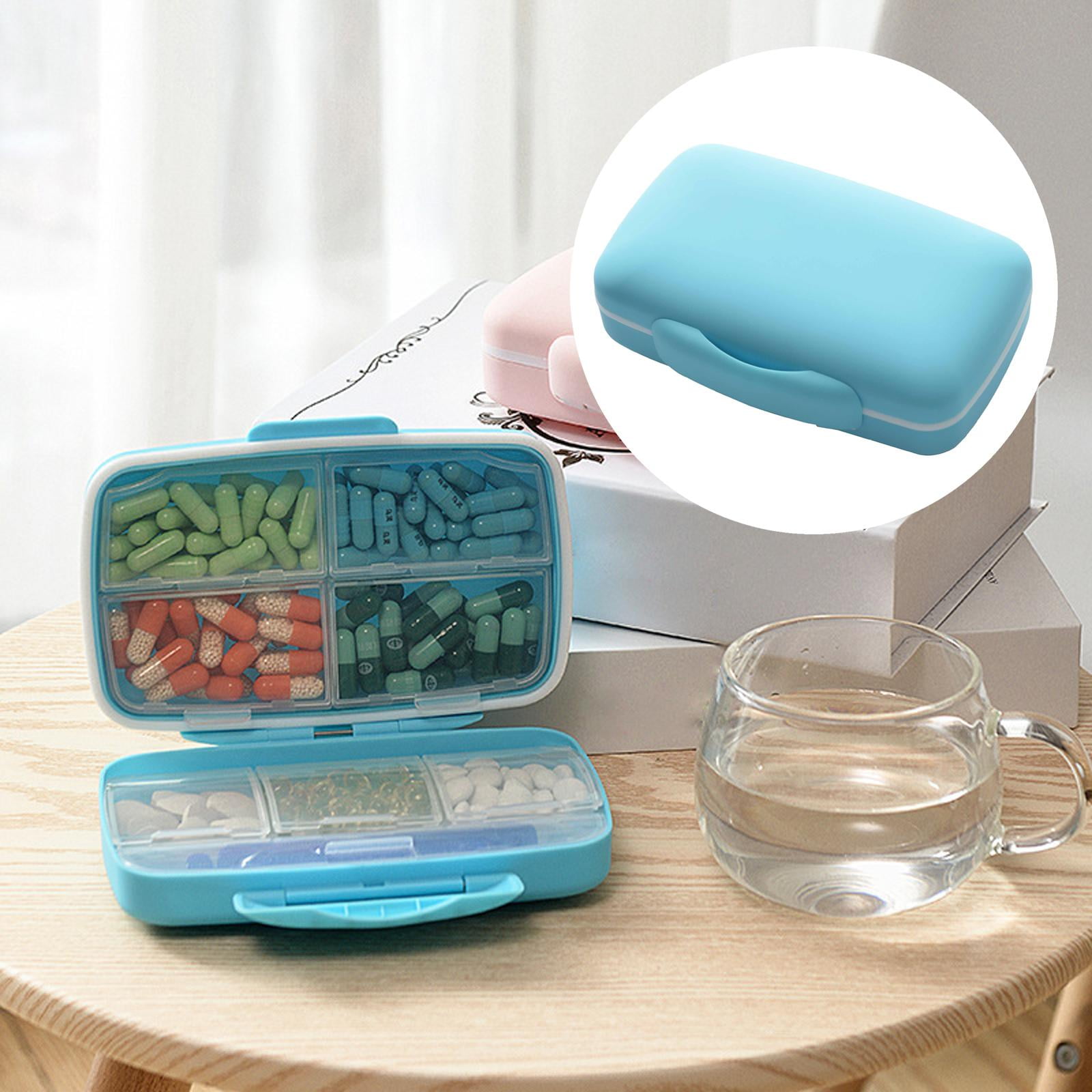 Wswqop 2x 7 Days Medicine Container Holder Tablet Pill Sorter Case Organizer
