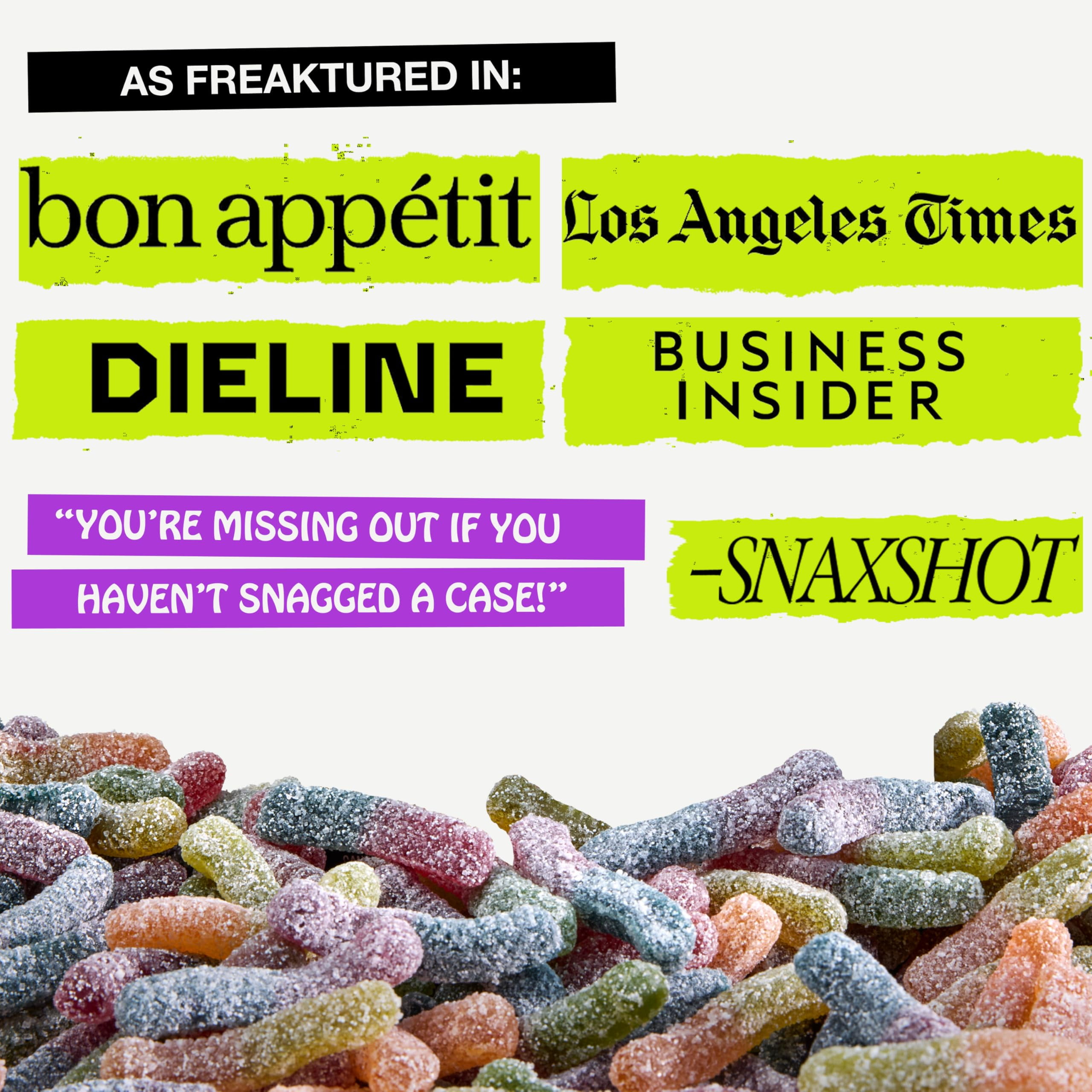 Rotten Sour Gummy Worms - Low Sugar, Low Calorie, 7g Gut-Friendly Prebiotic Fiber and 3g Protein, Gluten Free Candy - 1.8 oz - 8-Pack