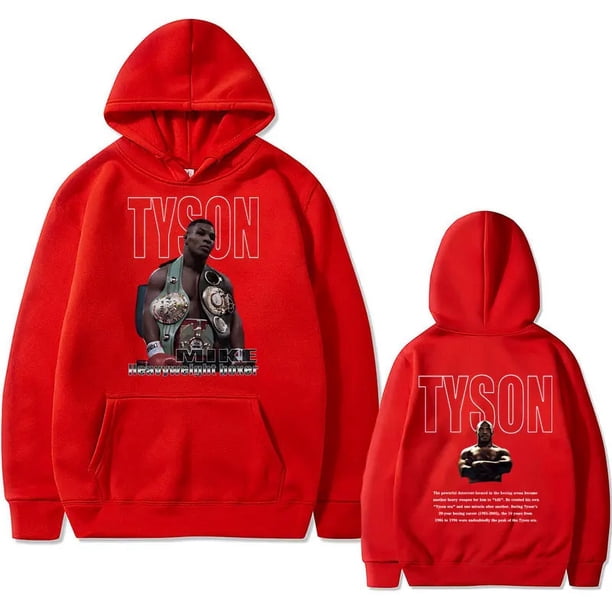 Sudadera con capucha con estampado de doble cara para hombre y mujer, ropa de calle masculina de gran tamaño con estampado de King Mike Tyson, Estilo Vintage e informal