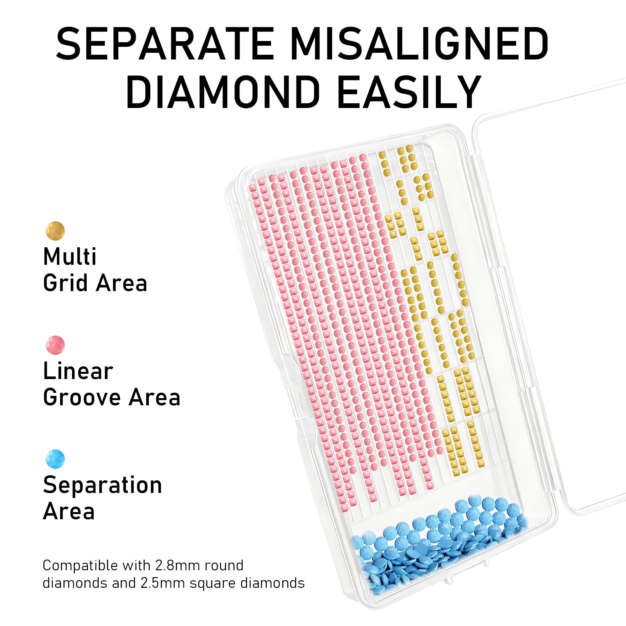 Sumekar 8PCS Extra Large Diamond Art Kits Tray Tool,Diamond Painting Accessories,2-in-1 Diamond Art Trays with Lids(Clear)